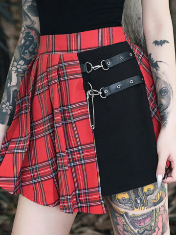 Plaid Punk Pleated Skirt