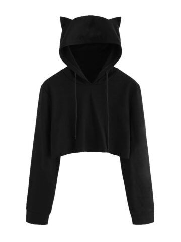Devil Cat Crop Hoodie