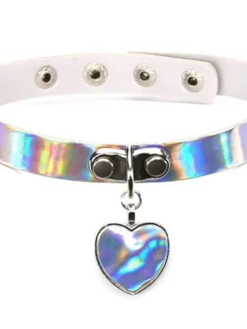 Fashion Laser Pattern PU Leather Heart Pendant Women Gothic Choker