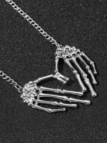 Men Creative Gothic Skull Hand Alloy Pendant Necklace