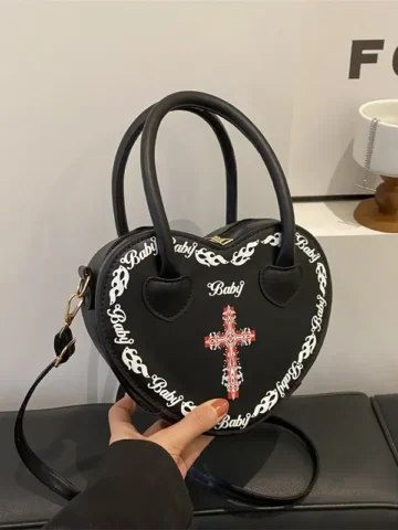 Studded Gothic Punk Heart Shoulder Bag