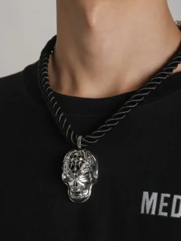 Men Fashion Casual Hip Hop Gothic Skull Necklace