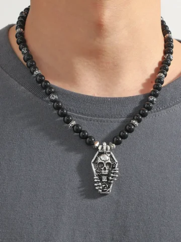 Men Fashion Casual Hip Hop Gothic Skull Necklace
