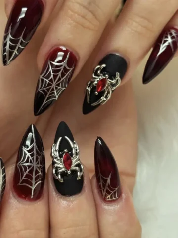 Gothic Halloween Spider Fake Nails