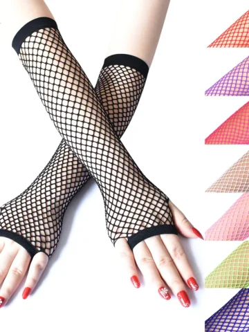 Women Fashion Gothic Fishnet Stretch Half Finger Gloves