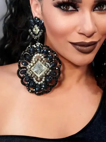Oversized Black Gothic Rhinestone Women Exaggerated Party Earrings