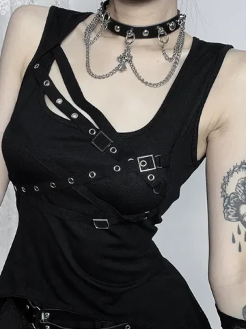 Gothic Women Street Flow Irregular Tanks