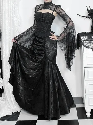 Gothic Women Sexy Pleated Asymmetrical Fishtail Skirt