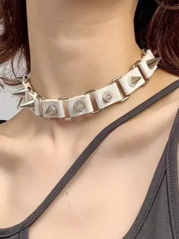 Gothic Punk Personalized Leather Studded Necklace