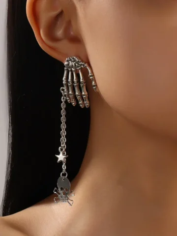 Gothic Halloween Vintage Skull Tassel Earrings