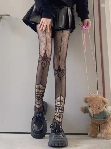 Women Gothic Sexy Halloween Spider Hollow Pantyhose