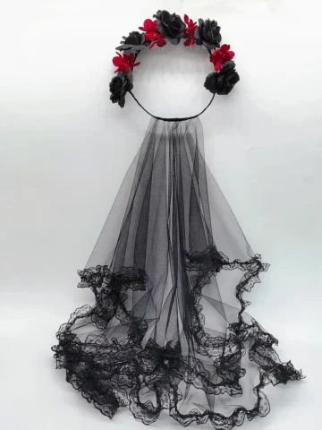 Gothic Halloween Ghost Bride Vintage Black Veil