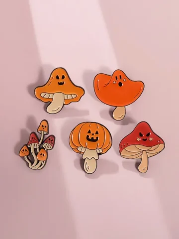Gothic Cartoon Halloween Plant Series Badge Fun Cute Cute Mushroom Funny Pumpkin Lamp Shape Alloy Brooch