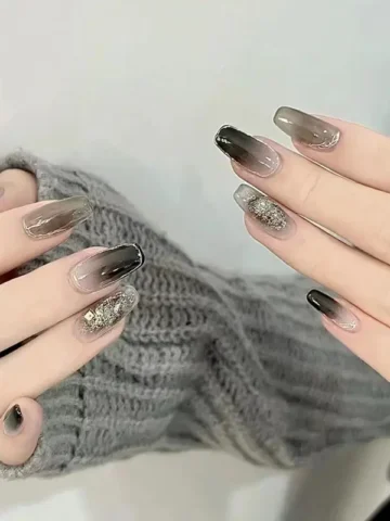 Sweet Cool Gothic Armor Patch Gradient Mid-Length Removable Fake Nail