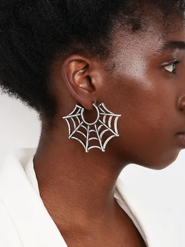 Gothic Style Metal Spider Web Earrings