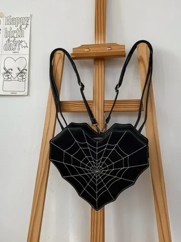 Gothic Creative Heart-Shaped Spider Web Backpack