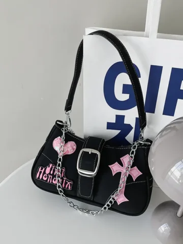 Gothic Dark Cross Chain Shoulder Bag