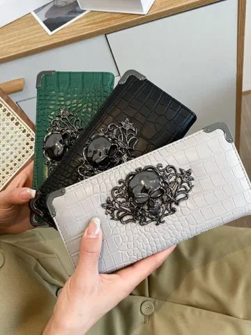 Gothic Halloween Vintage Skull Crocodile Wallet