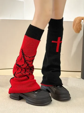 Gothic Cross Knitted Socks