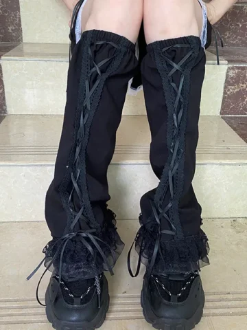 Gothic Lace Lace-Up Socks