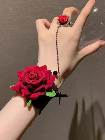 Gothic Punk Lace Vintage Rose Bracelet