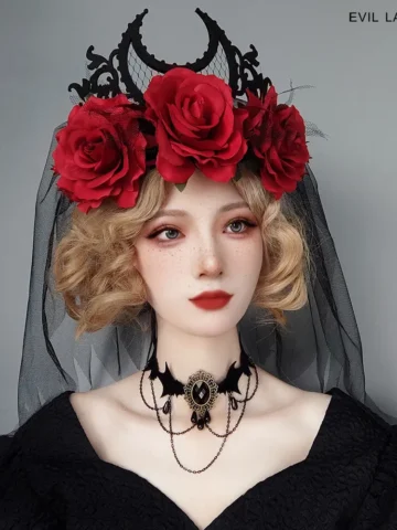 Gothic Rose Mesh Tiara Crown