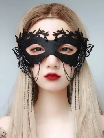 Gothic Halloween Tassel Butterfly Skull Party Mask