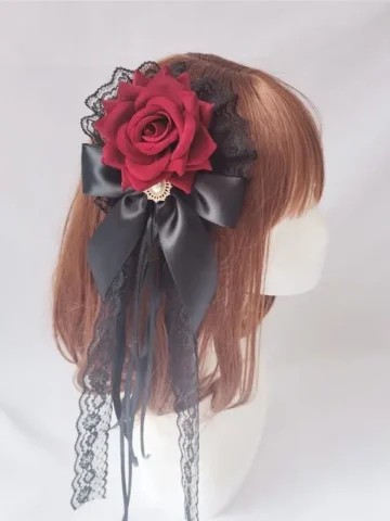 Gothic Lolita Velvet Rose Lace Hair Accessories