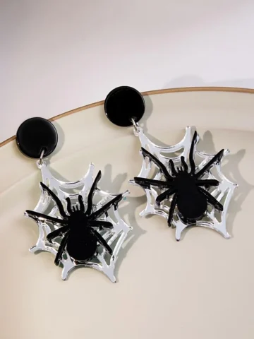 Halloween Gothic Black Spider Earrings