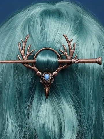 Women Retro Gothic Crow Skull Antler Hair Accessories
