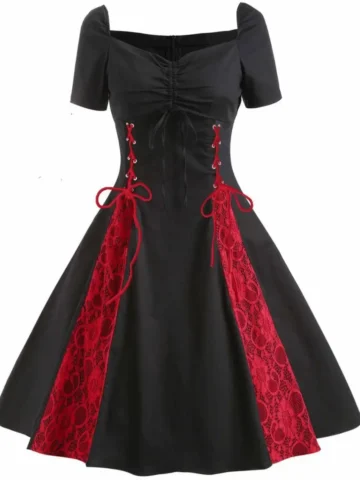 Gothic Women'S Dark Lace Lace Dress