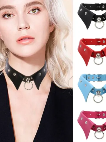 Women Rivet Personalized Punk Gothic Leather Collar Necklace