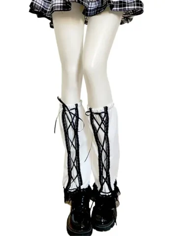 Gothic Lace-Up Leg Warmers Socks