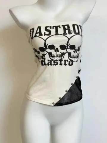Gothic Women Fashion Skull Print Strapless Top