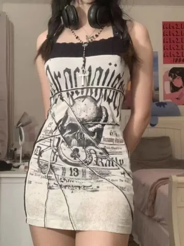 Gothic Women Fashion Skull Print Bodycon Dress