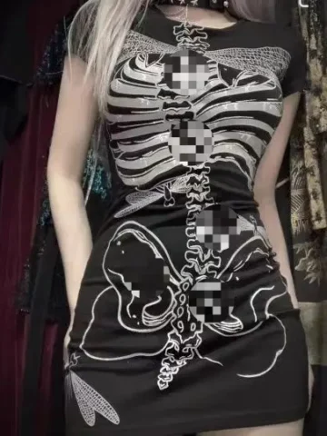 Women Gothic Print Bodycon Dress