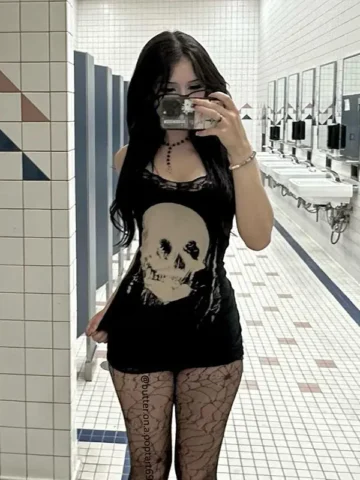 Summer Women Fashion Sexy Diablo Gothic Skull Print Sling Dress