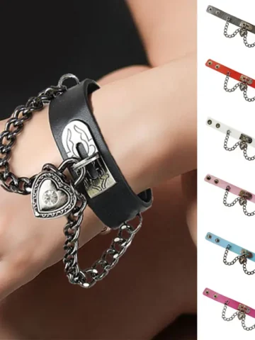 Gothic Personalized Punk Heart Pendant Chain Bracelet