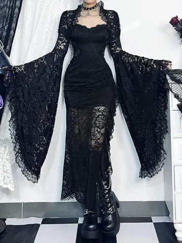 Women Fashion Dark Gothic Lace Cardigan Top