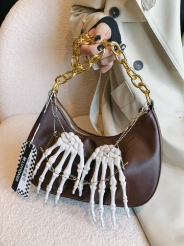 Halloween Gothic Punk Personalized Bone Claw Underarm Bag