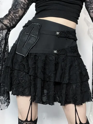 Gothic Women Sexy Lace Skirt