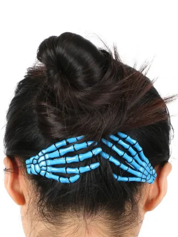 Women Fashion Exaggerated Gothic Skull Hand Bone Blood Clip