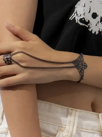 Women Fashion Punk Gothic Triangle Crown Link Bracelet
