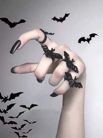 Halloween Women Vintage Diablo Gothic Open Bat Ring