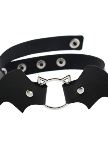 Halloween Women Gothic Bat Pu Leather Chokers