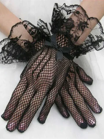 Stretchy Lace Unique Gothic Wedding Gloves