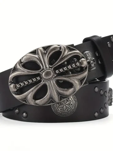 Bohemian Men And Women Vinatge Gothic Punk Oval Bucklet Skull Belt