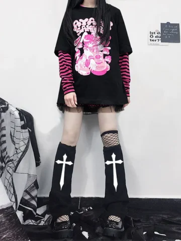 Women Unique Gothic Cross Pattern Calf Cover