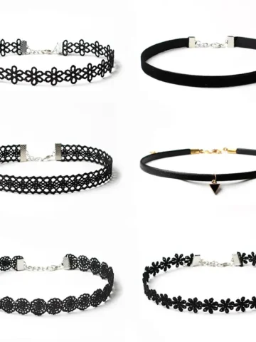 Gothic Simple Flower Shape Hollow Design Lace Choker Necklace Set