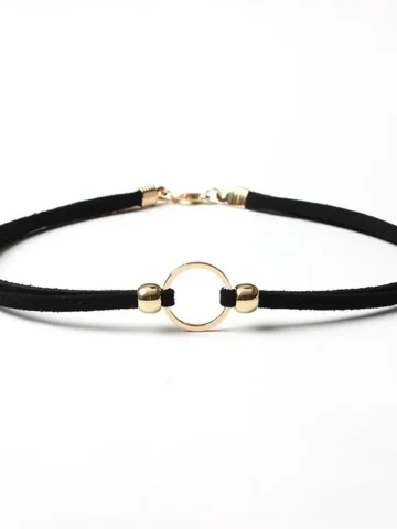 Gothic Simple Ring Decorative Flannel Choker Necklace